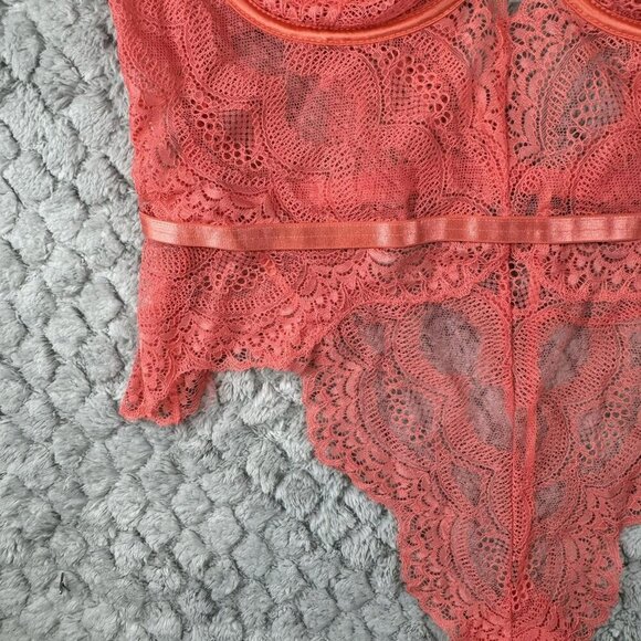 Oh La La Cheri Plus Size Coral Sexy Lace Bodysuit Lingerie 1X/2X Women - Picture 10 of 14